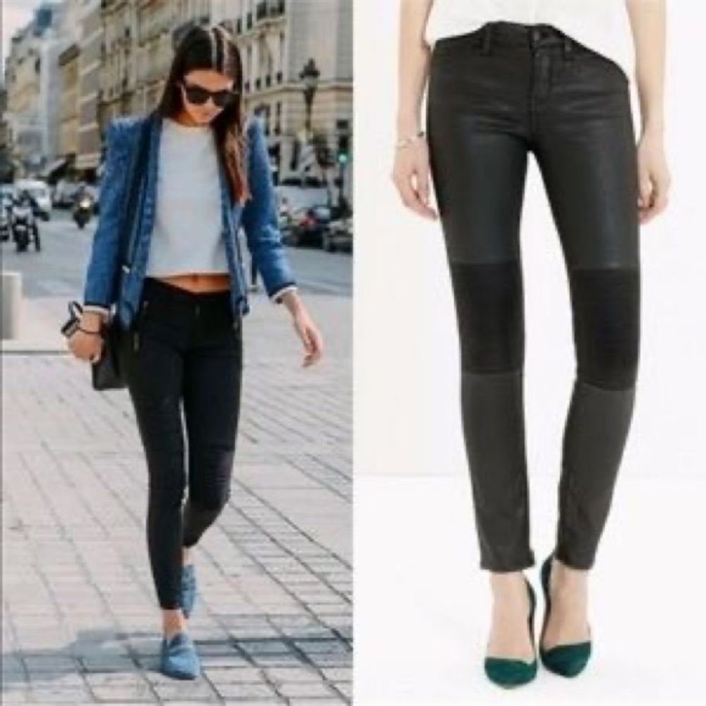 Madewell Skinny Skinny Black Coated Moto Jeans‎ size 25